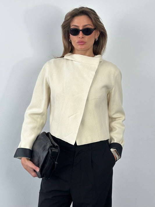 Donna Karan 2000s Pure Wool Cropped Jacket - M