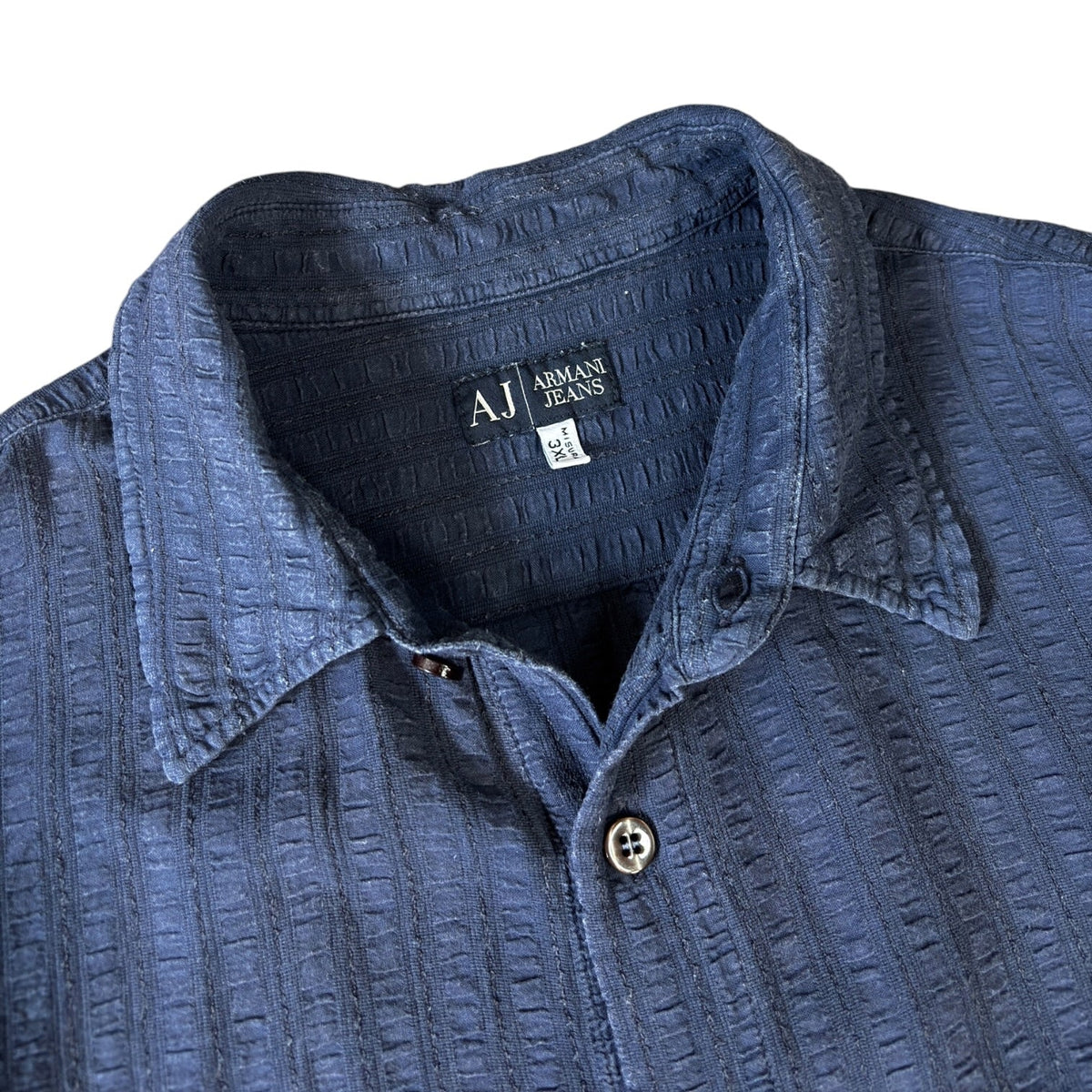 Armani Jeans 00's Linen Short Sleeve Shirt M | Medium, Navy