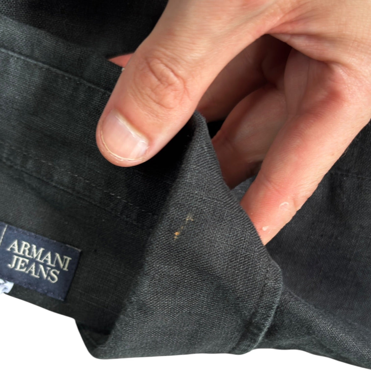 Armani Jeans 00's Linen Short Sleeve Shirt XXL | XXL, Black