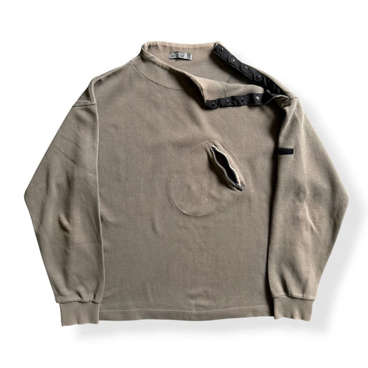 2000's Ted Baker Asymmetric Stash Pocket Sweatshirt (L) | Large, Khaki