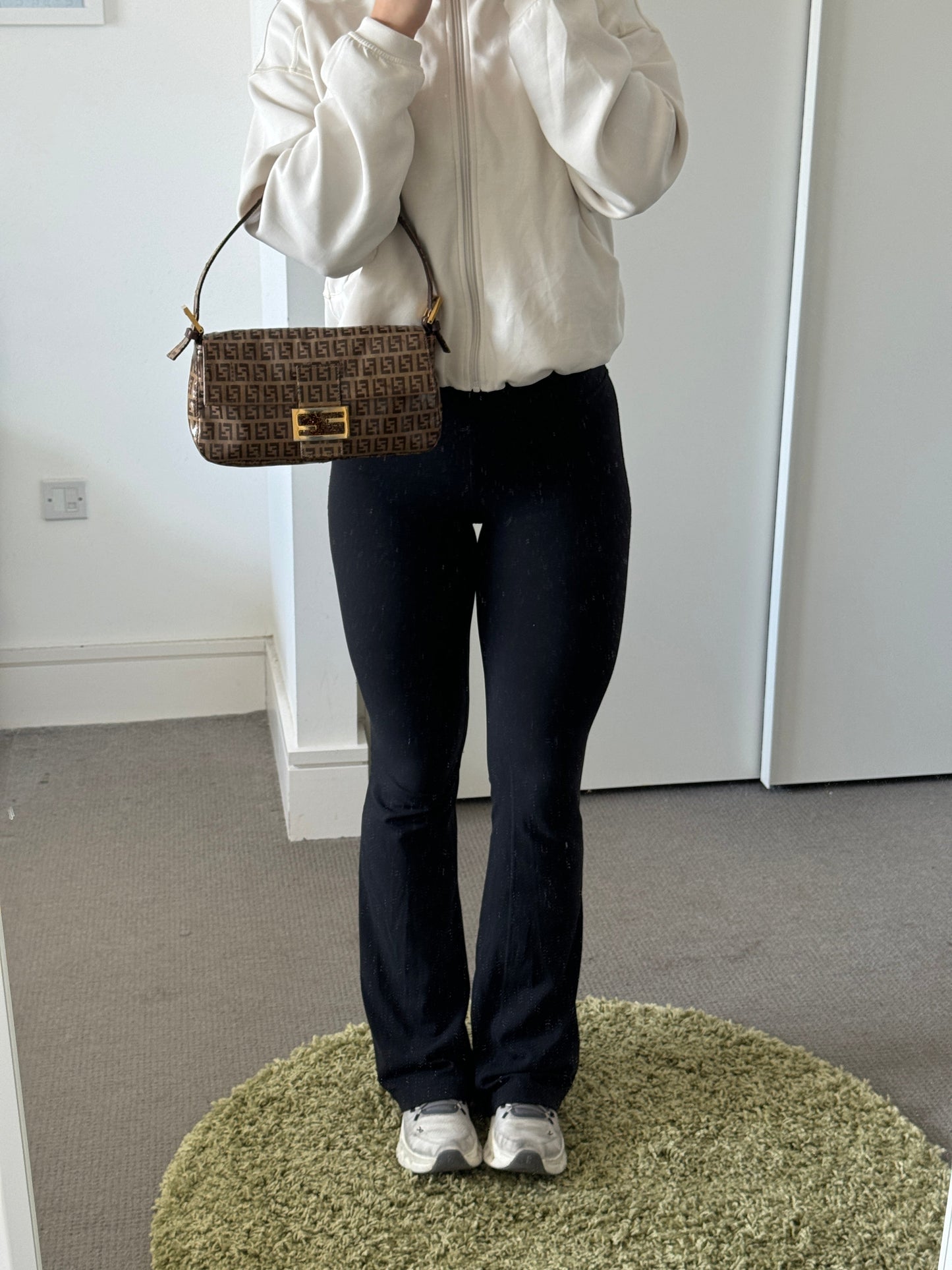 Vintage Fendi Zucca PVC Glitter Enamel Resin Baguette Shoulder Bag | O/S, Brown