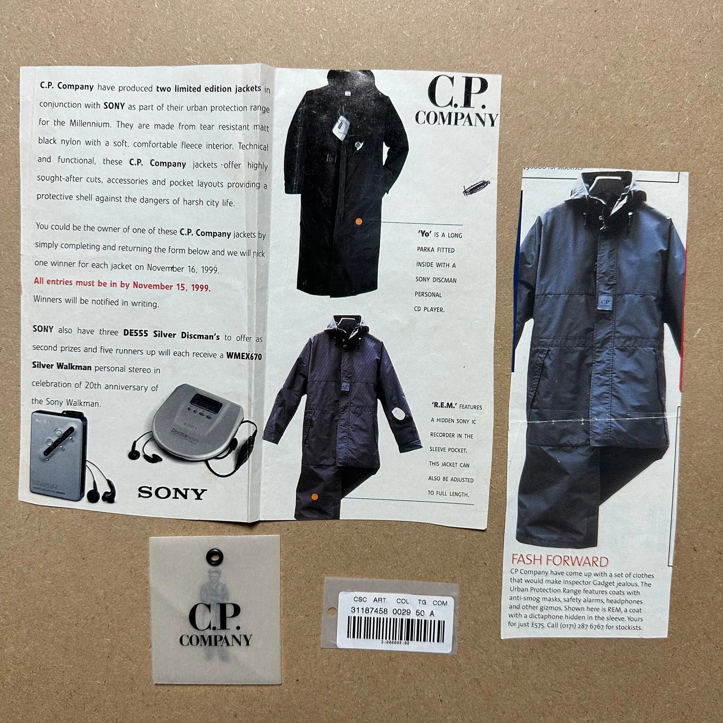 A/W 1999 Matt Black C.P. COMPANY Urban Protection R.E.M Jacket