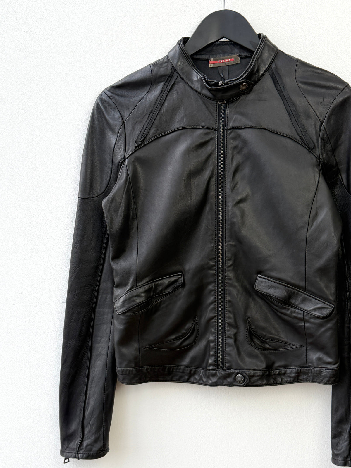 Prada Sport 2007 Leather Biker Jacket | Small, Black