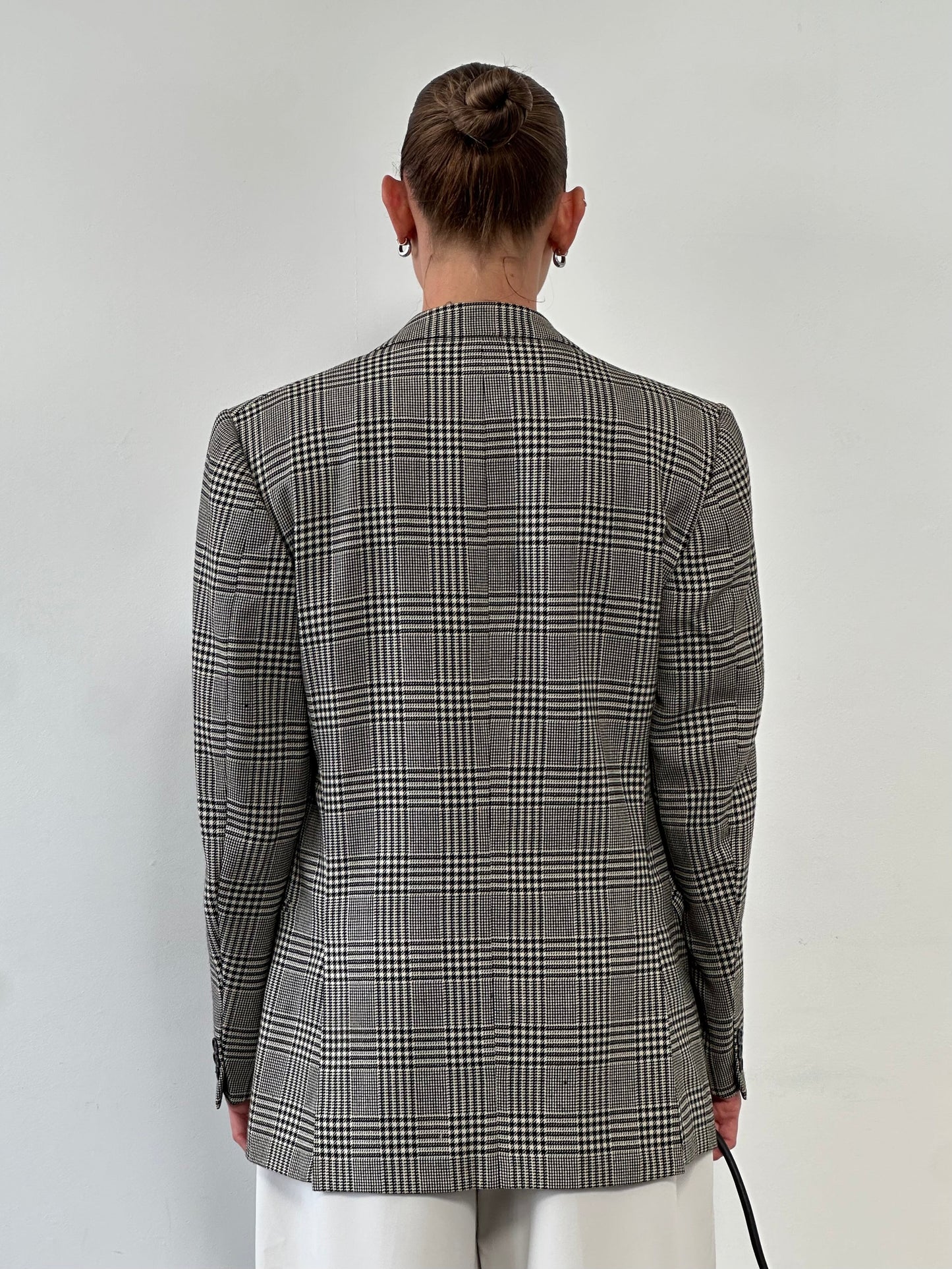 Yves Saint Laurent Pour Homme 1980s Check Wool Single Breasted Blazer - M