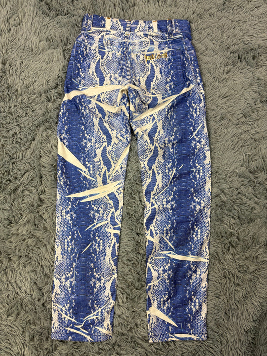 Just Cavalli 00’s Acid Python Print Stretchy Jeans - S | O/S, Blue
