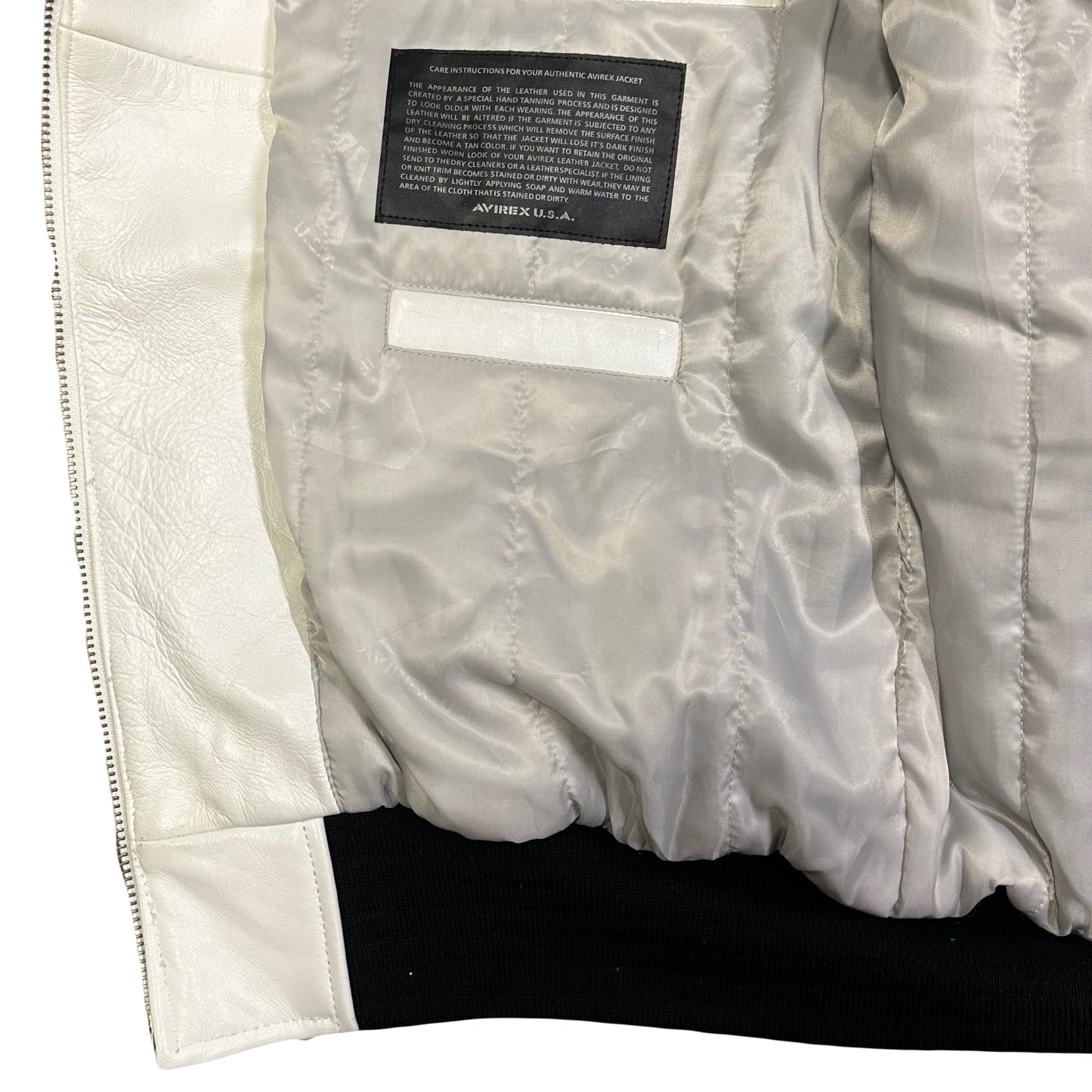 ARCHIVE Avirex Fighter Jet Leather Jacket In White & Blue ( XXL )