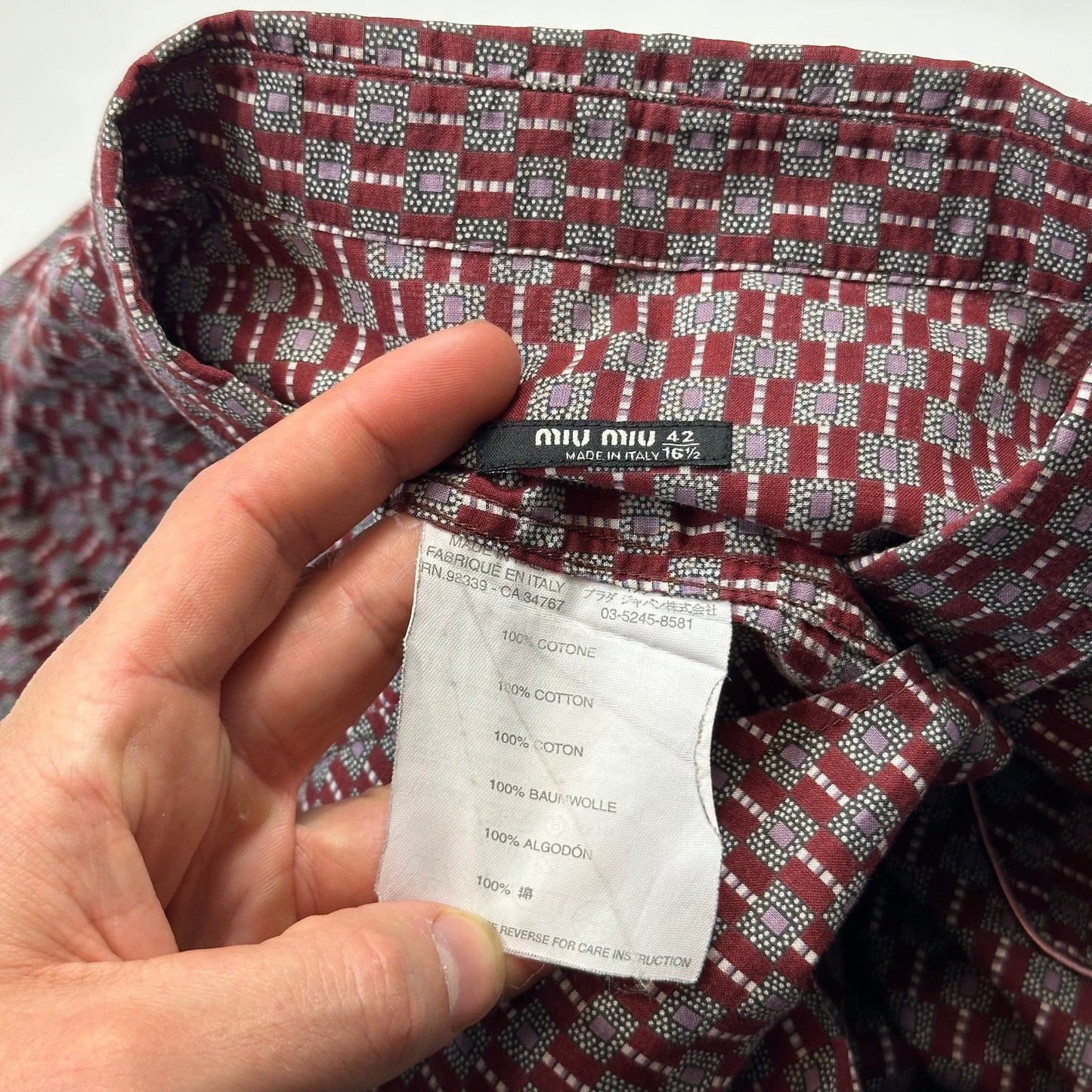 Miu Miu 00’s Western Cowboy Geometric Print Shirt - M/L | Default Title, Multicoloured