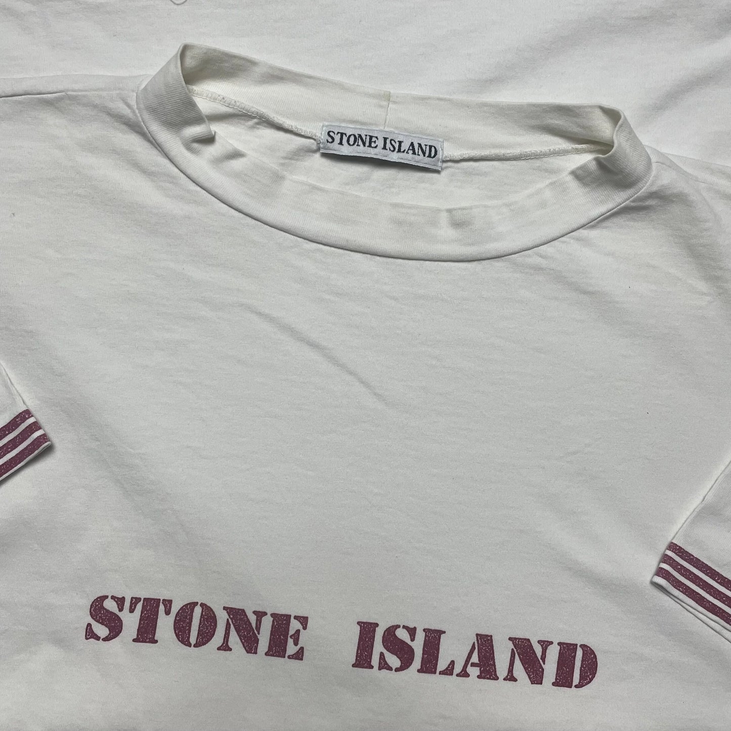 S/S 1993 Raspberry Red Speckled Spell Out T-shirt