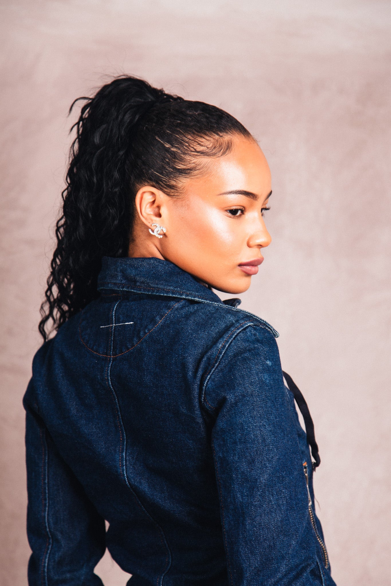 MM6 Asymmetrical Indigo Denim Cropped Biker Jacket | Small, Multicoloured