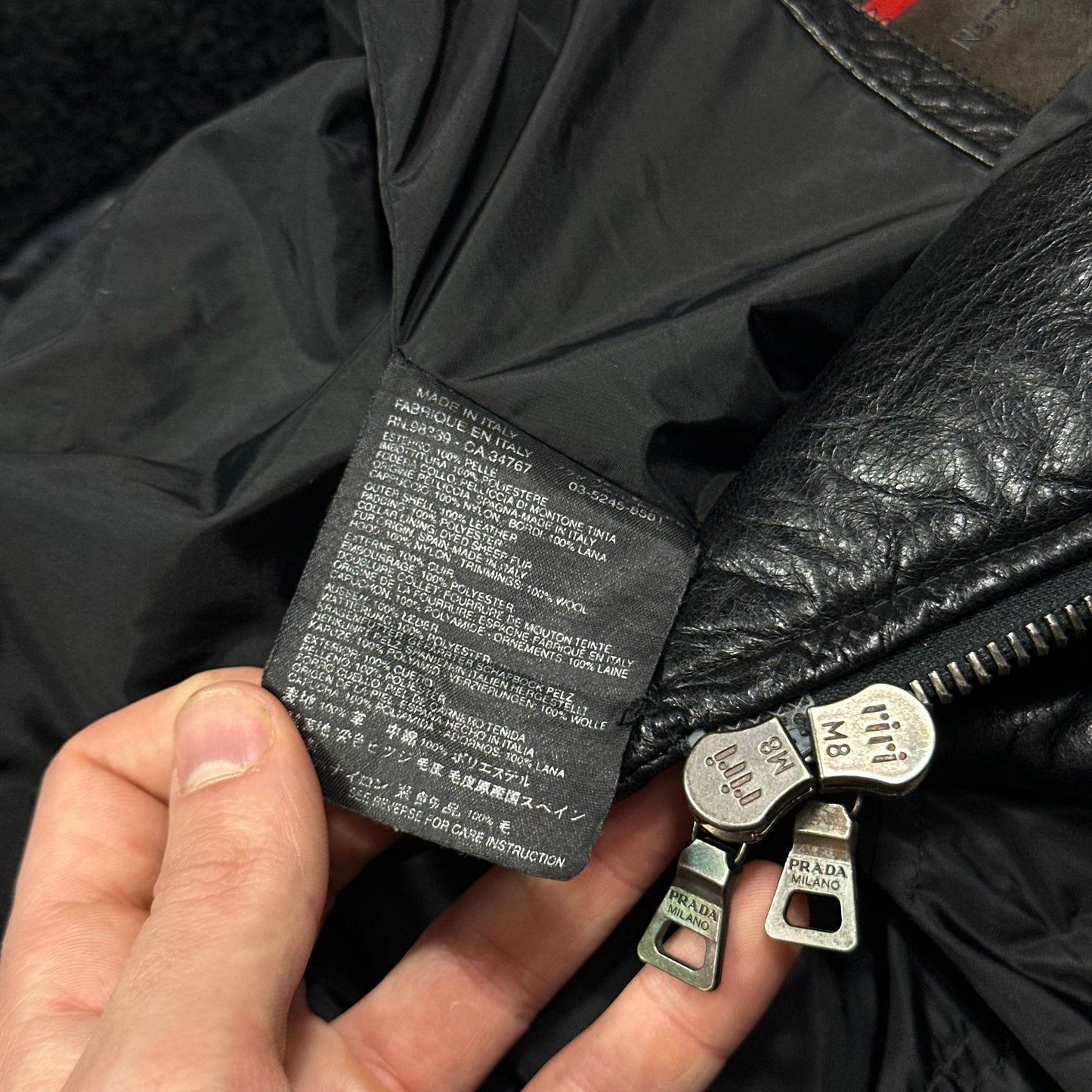 Prada Sport 00’s Leather Aviator Shearling Fur Collar Hooded Puffer - IT52 (L)