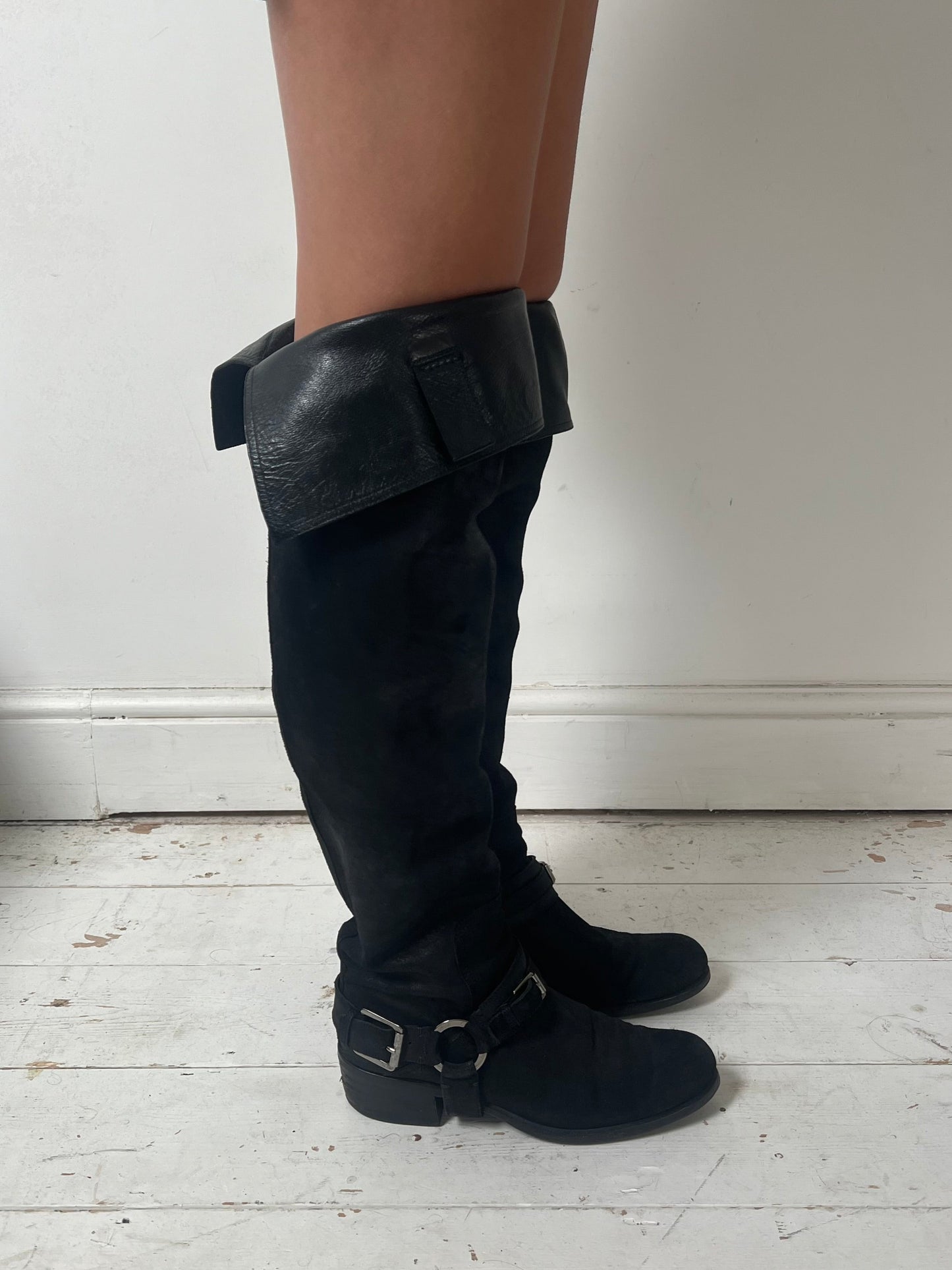 DIOR SUEDE RIDING BOOTS (EU 39.5) | DEFAULT TITLE, Black