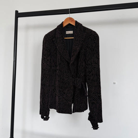 fw2004 emporio armani velvet swirl runway single breasted blazer jacket | O/S, Red