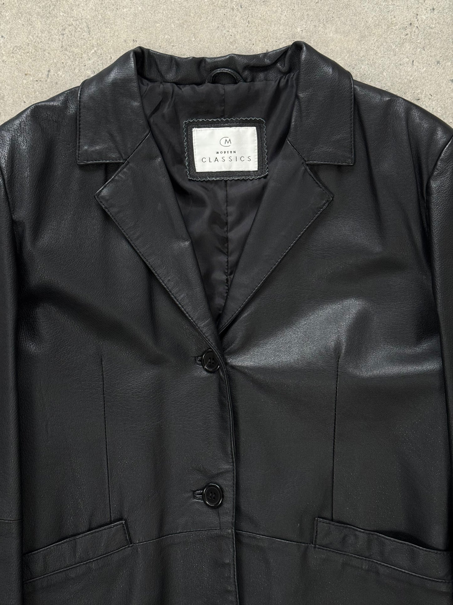 Vintage 1990s Leather Trench Coat - S