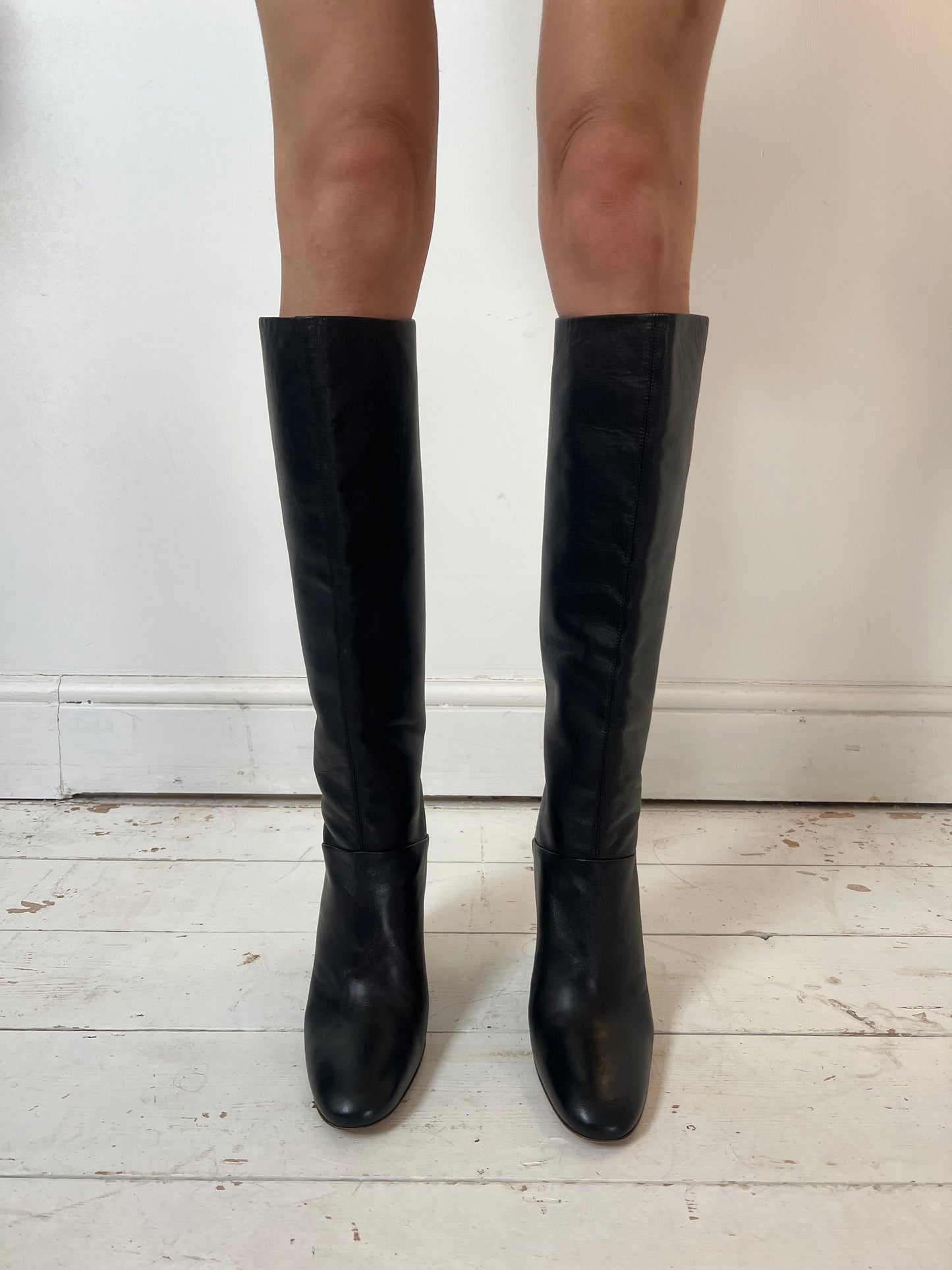 ACNE LEATHER KNEE HIGH BOOTS (EU 40) | DEFAULT TITLE, Black
