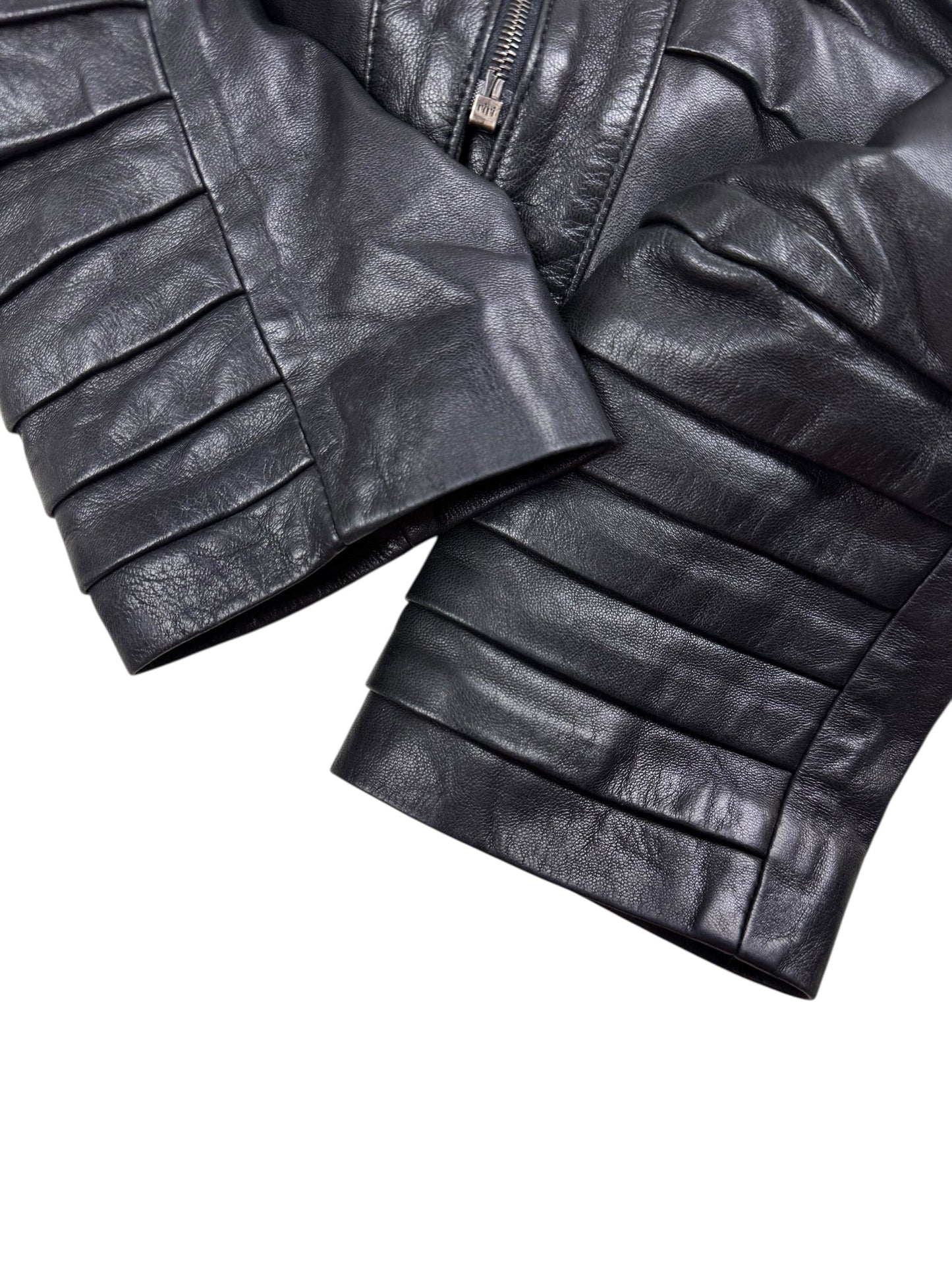 Dom & Ruby 2010s ruched leather jacket | Black, Black