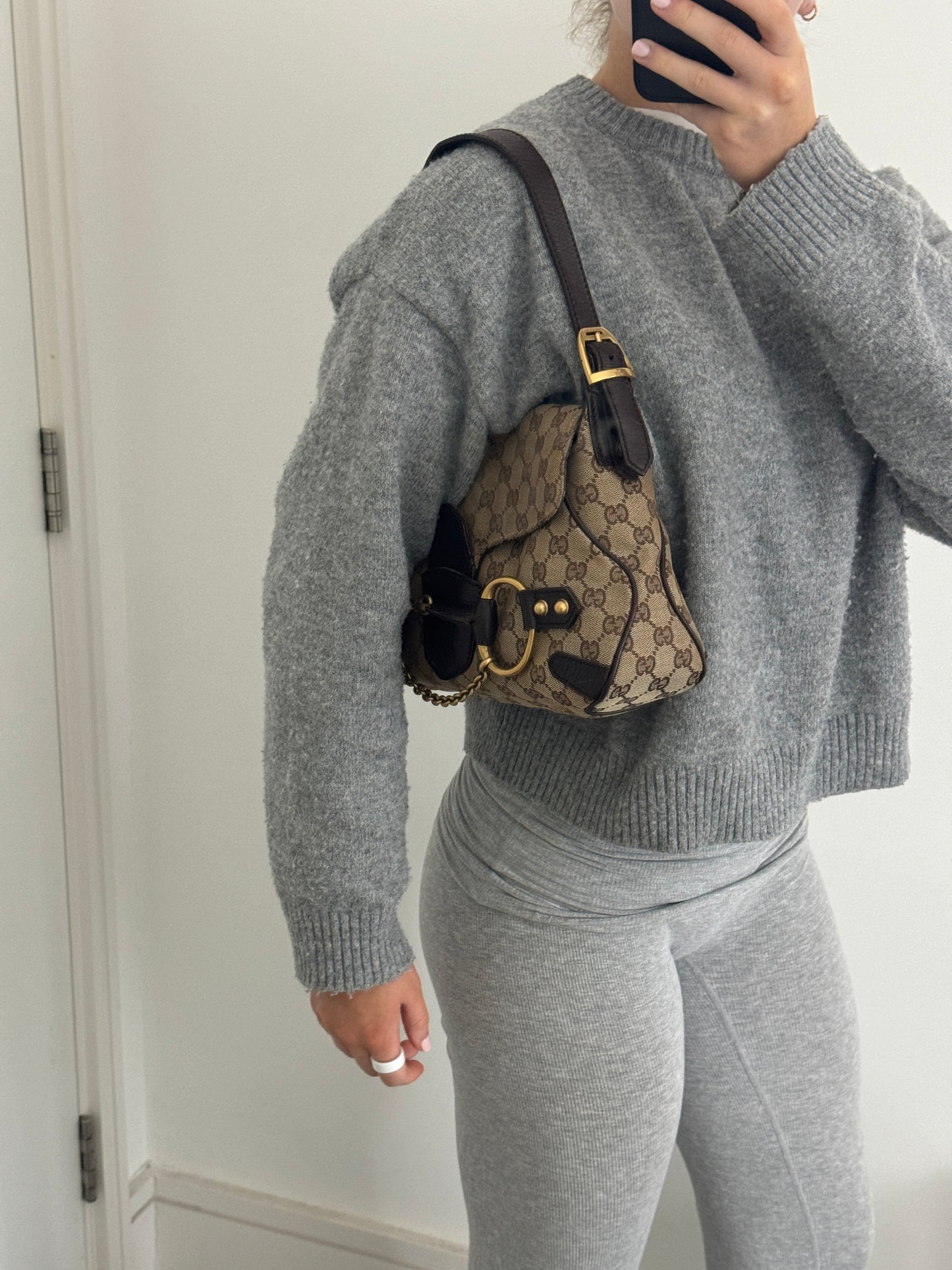 Vintage 90s Gucci Monogram Horsebit 1955 Shoulder Bag | O/S, Multicoloured