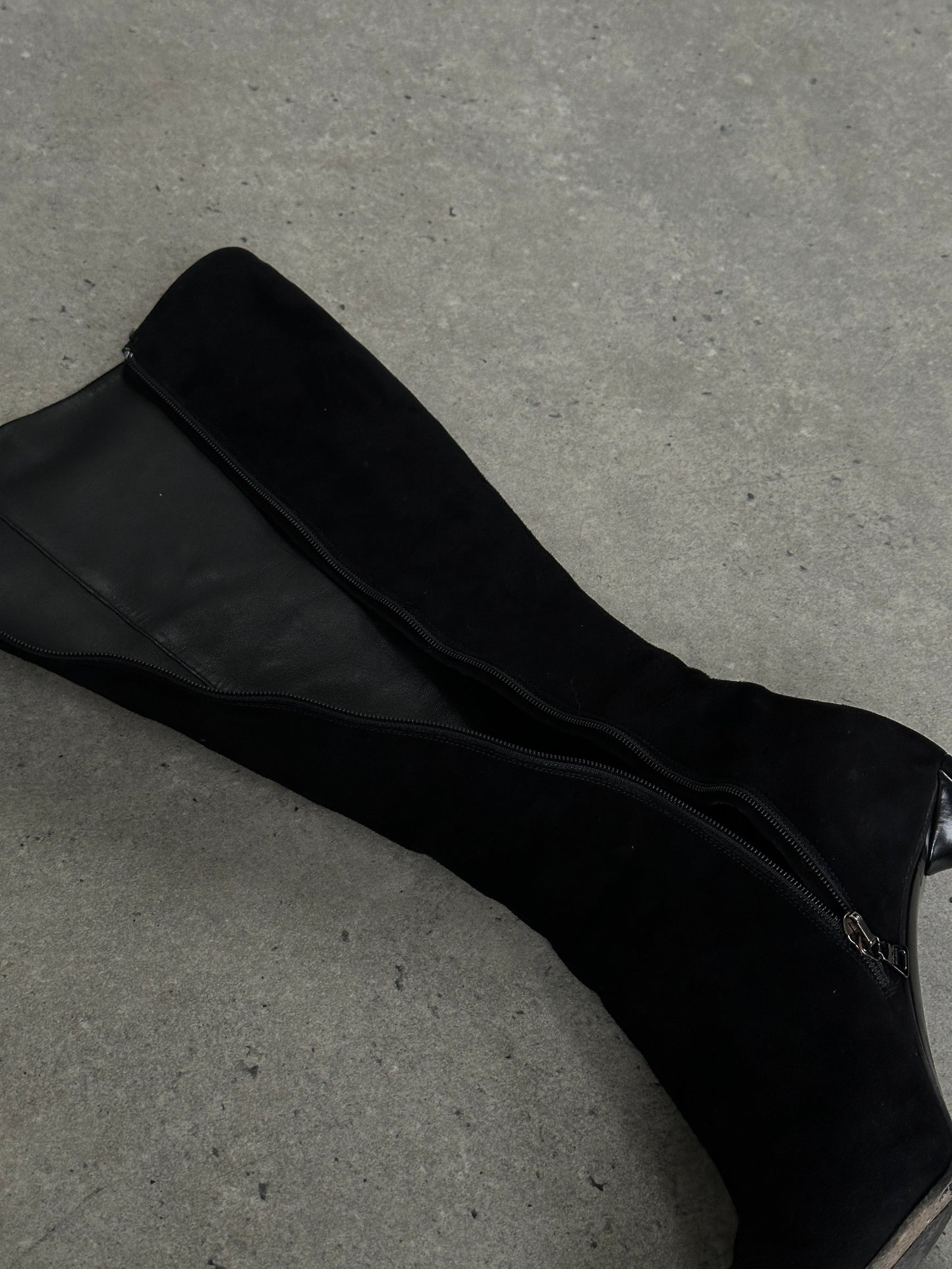 Prada 2000s Suede Square Toe Heeled Knee Boots - UK 7.5 / EU 40.5