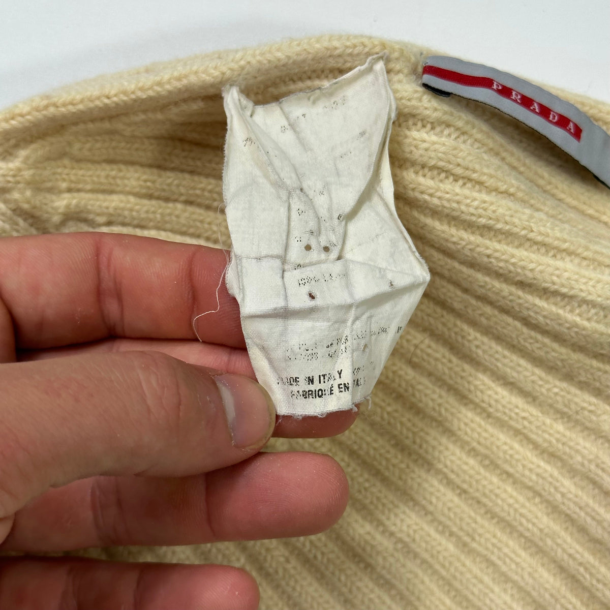 Prada Sport 00’s Cream Ribbed Fisherman’s Beanie - S/M | O/S, Beige
