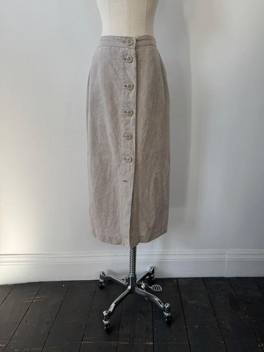 Marella 1990s Pure Linen Midi Skirt - W26