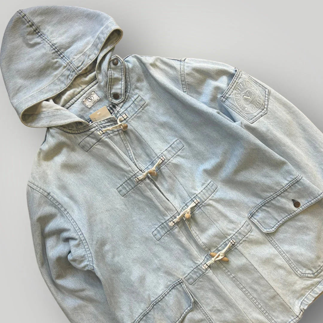 Valentino Jeans 1980’s Denim Duffle Coat L | O/S, Red