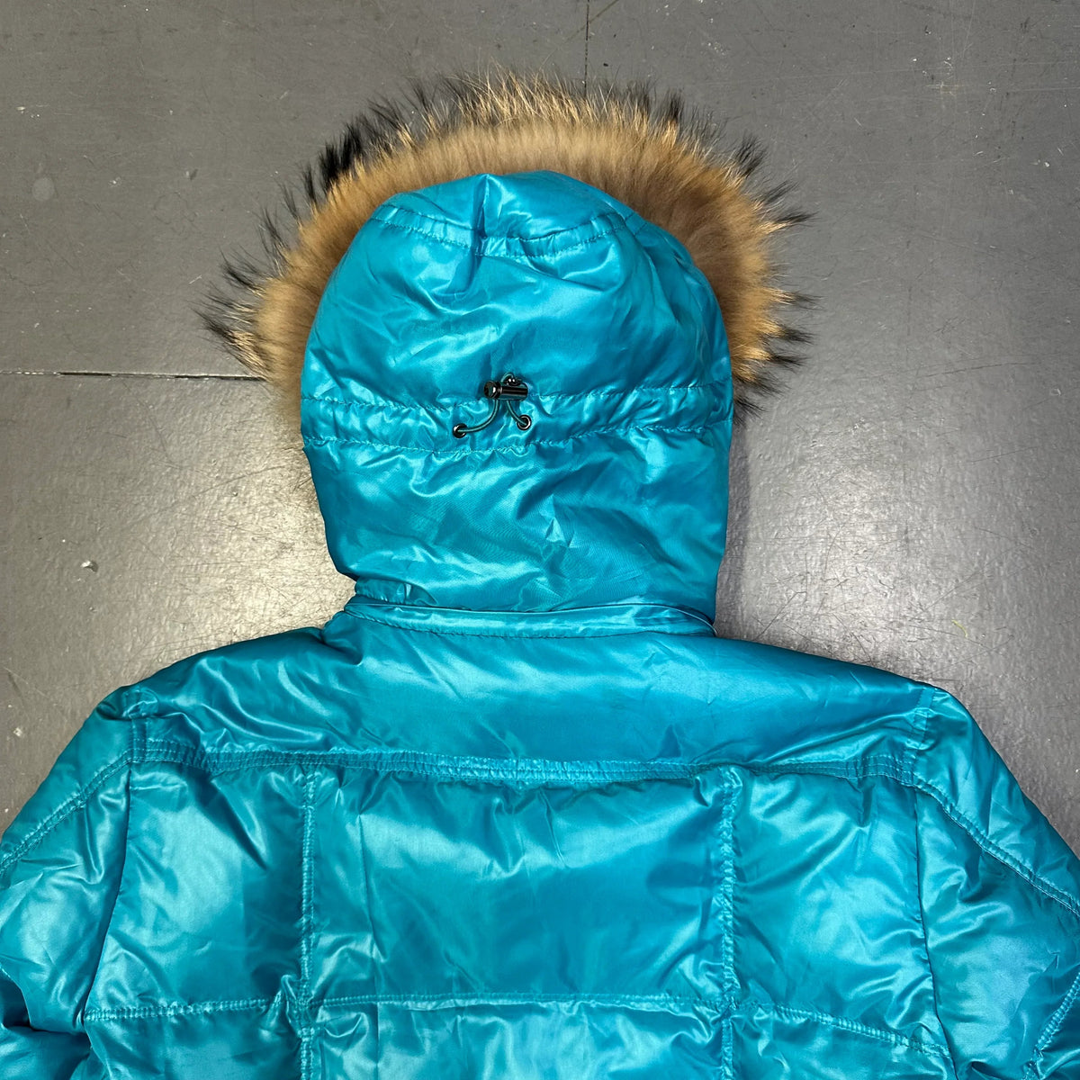 Takeo Kikuchi Puffer Jacket With Fur Hood In Blue (S) | Small, Blue