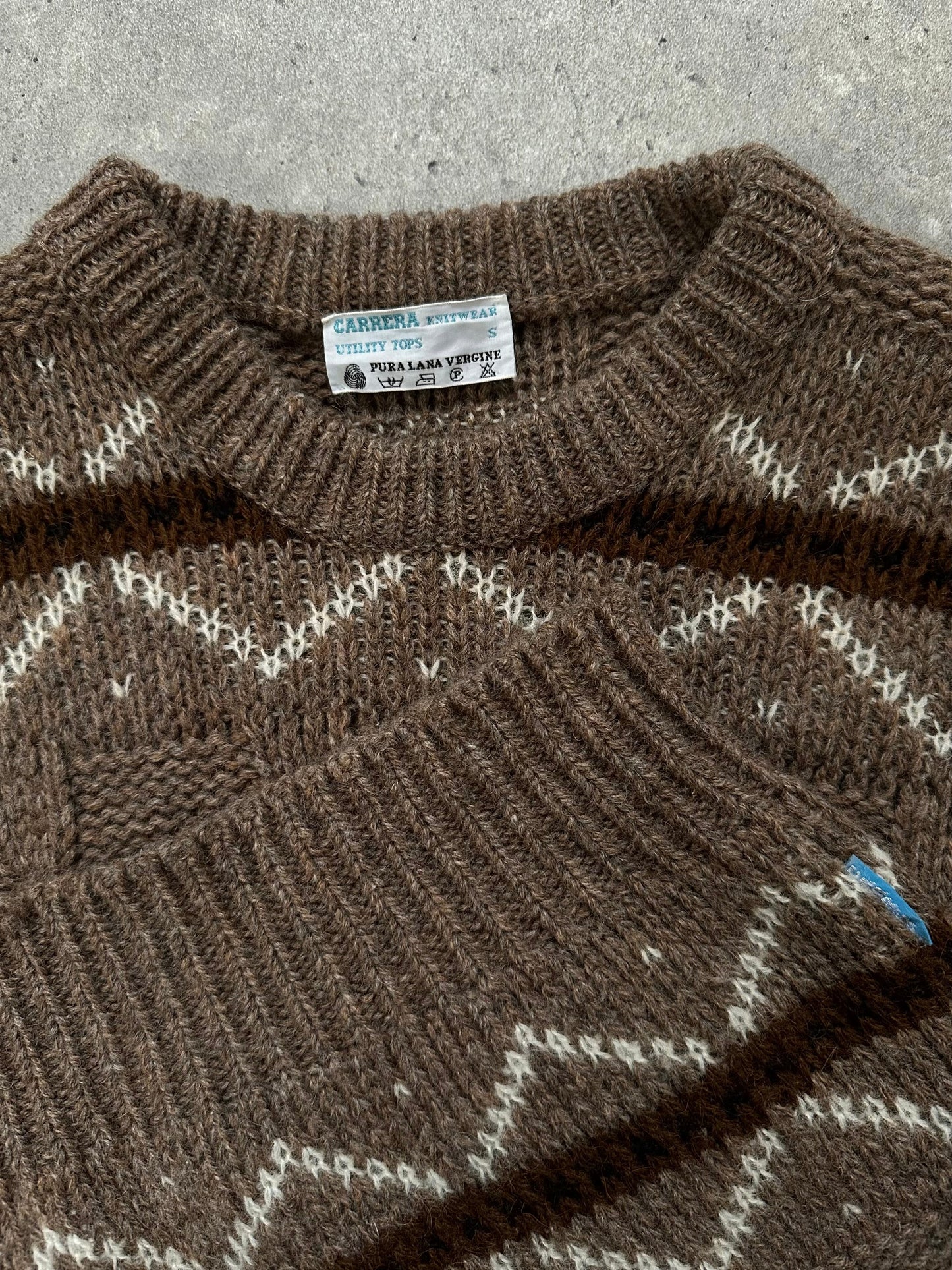 Italian Vintage 1990s Pure Wool Chunky Stripe Knitted Jumper - L