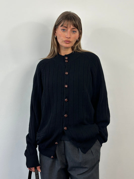 Vintage 2000s Pure Lambswool Knitted Cardigan - XL