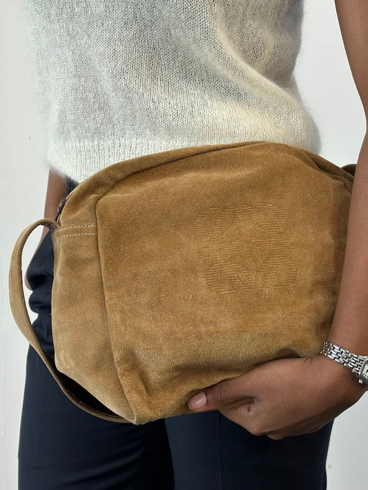 Loewe 1990s Suede Anagram Crossbody Bag