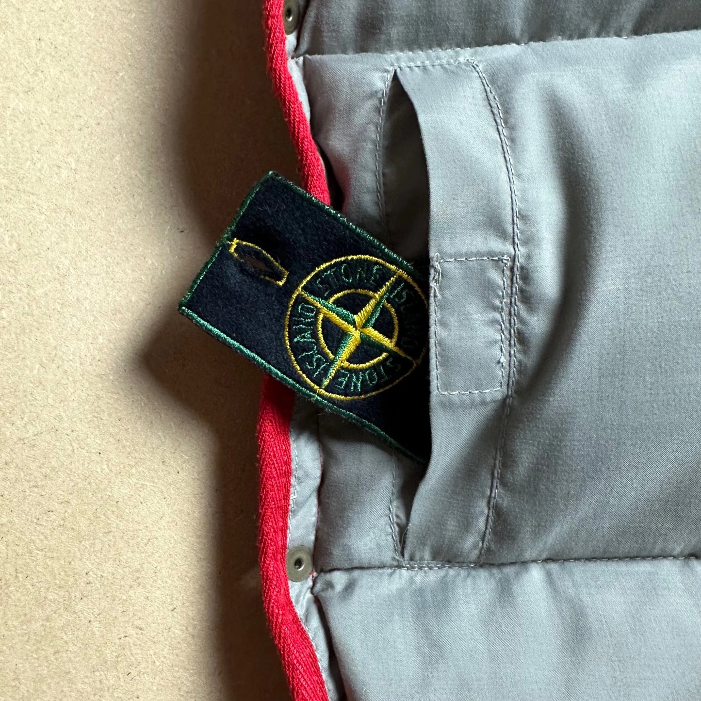 A/W 1993 Scarlet Red Reflective Goose Down Gilet