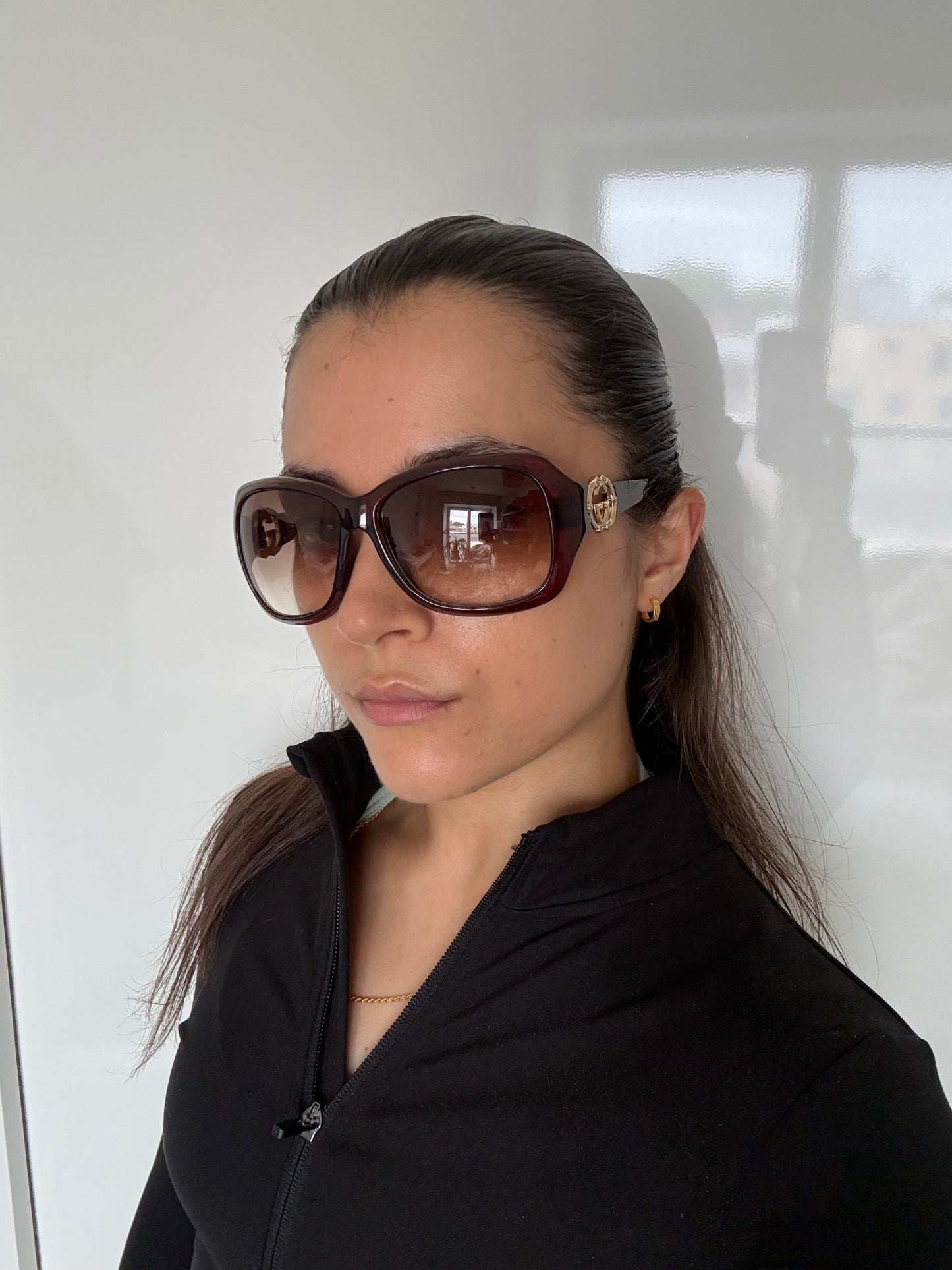 2017 Gucci GG Horsebit Oversized Sunglasses | O/S, Brown