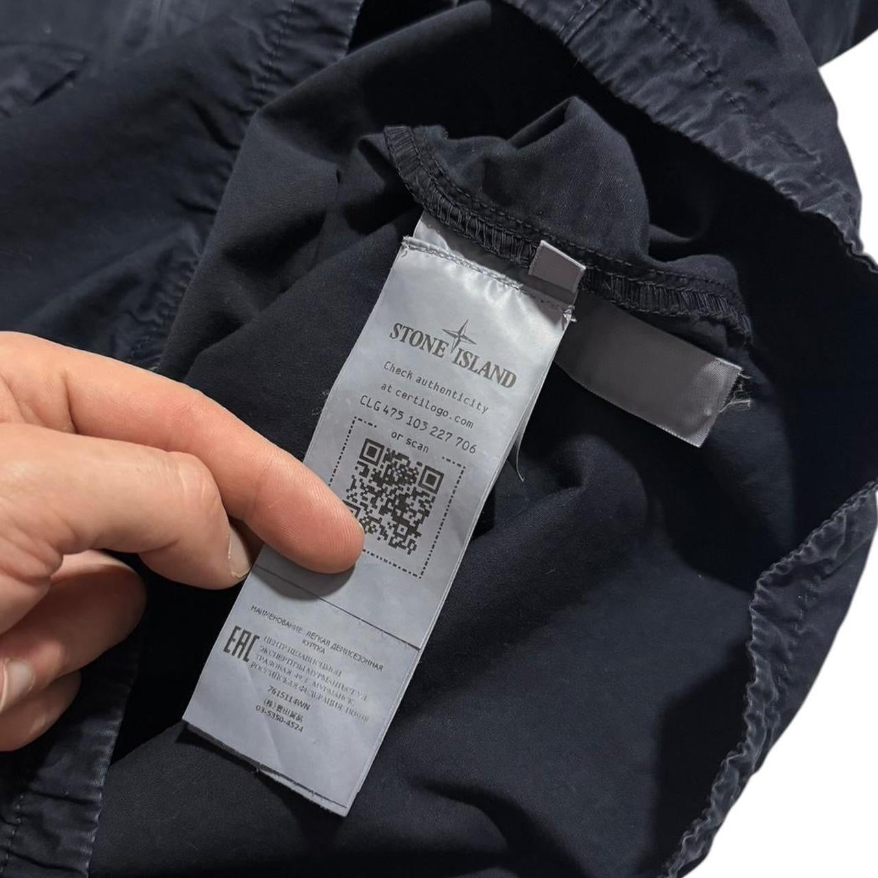 Stone Island Navy Canvas Overshirt | Large, Navy