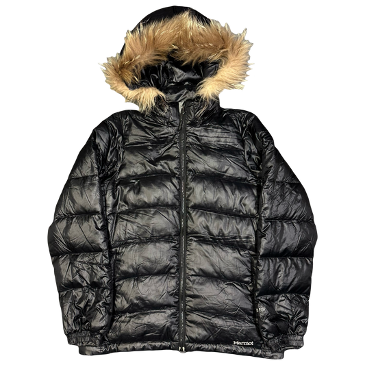 Marmot Fur Hood Puffer Jacket In Black ( L )