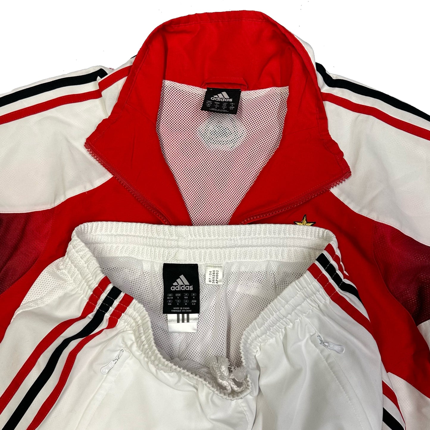 Adidas AC Milan 2004/05 Tracksuit In White & Red ( M )