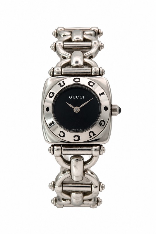 1999 Gucci 6400 L Quartz Black Dial Horse-Bit steel Watch (1525-GUC-L). LWM864 | O/S, Black