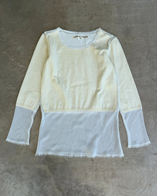 Comme des Garçons AW2012 Wool and Mesh Long Sleeve T-Shirt – M-on a concrete background