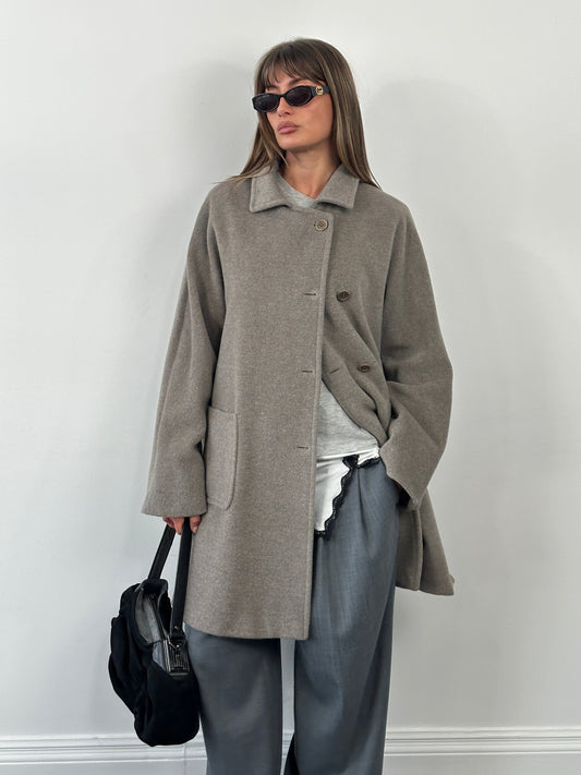 Marella 1990s Virgin Wool Single Breasted Coat – XL