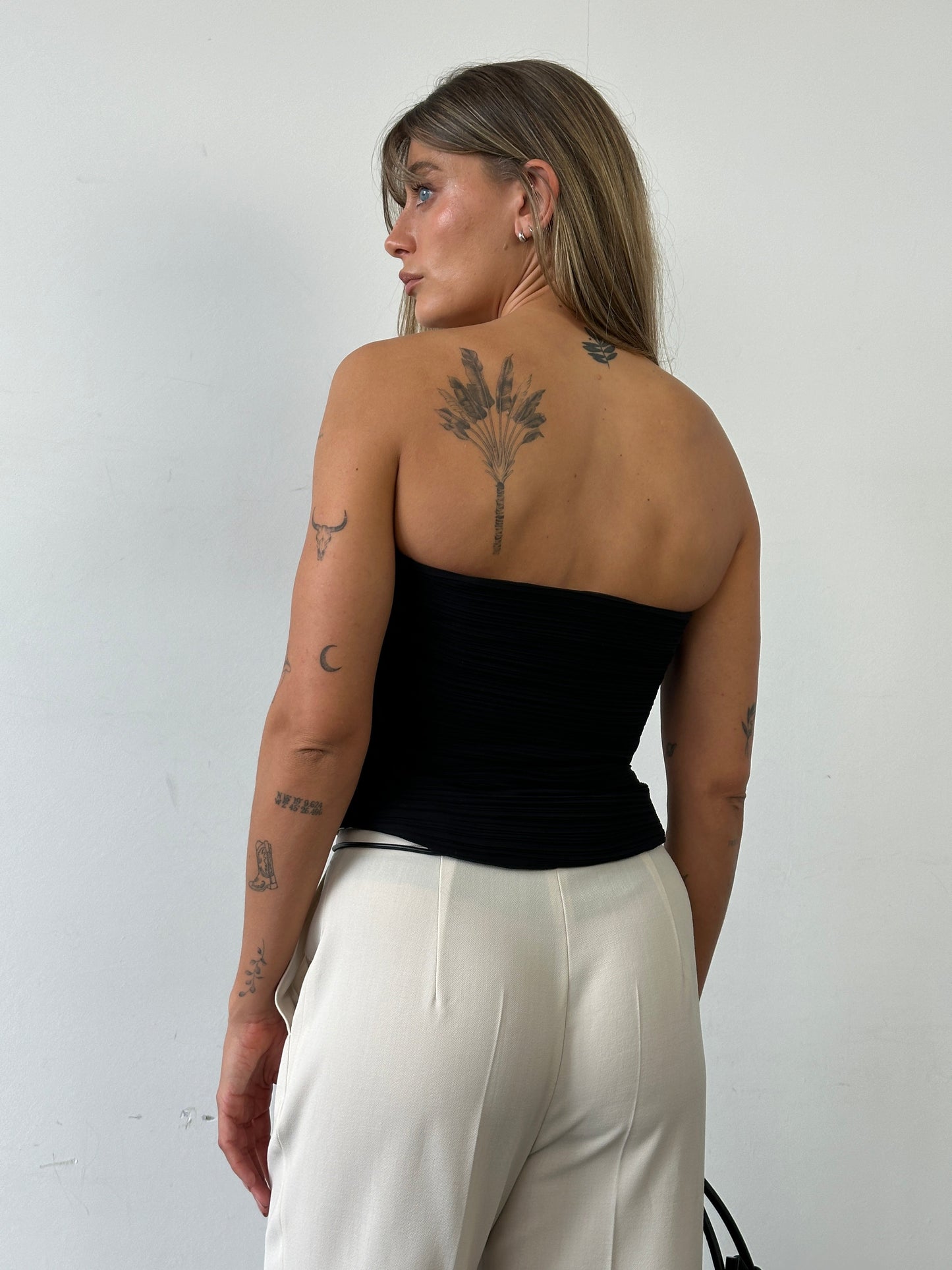 Armani Collezioni 1990s Plisse Strapless Corset Top - S