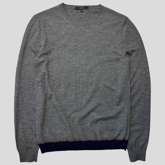 Gucci by Tom Ford 00’s Embroidered Logo Light Wool Knit - S