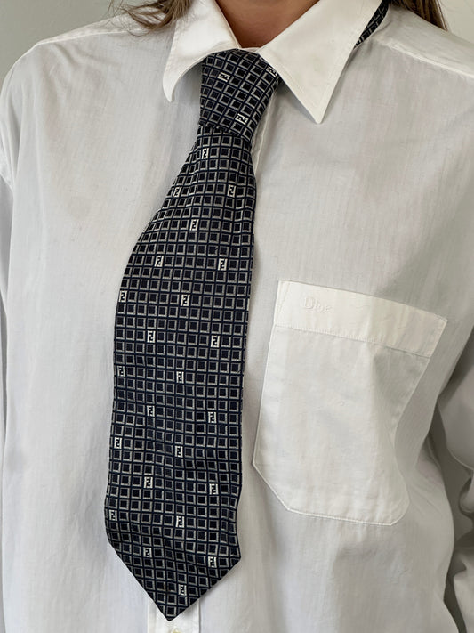 Fendi 1990s Pure Silk Monogram Tie