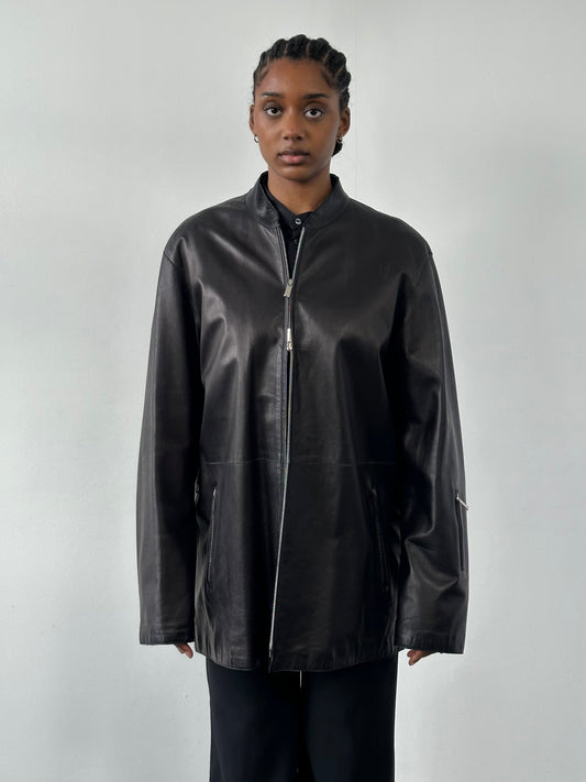 Emporio Armani 2000s Double Zip Leather Jacket - XL