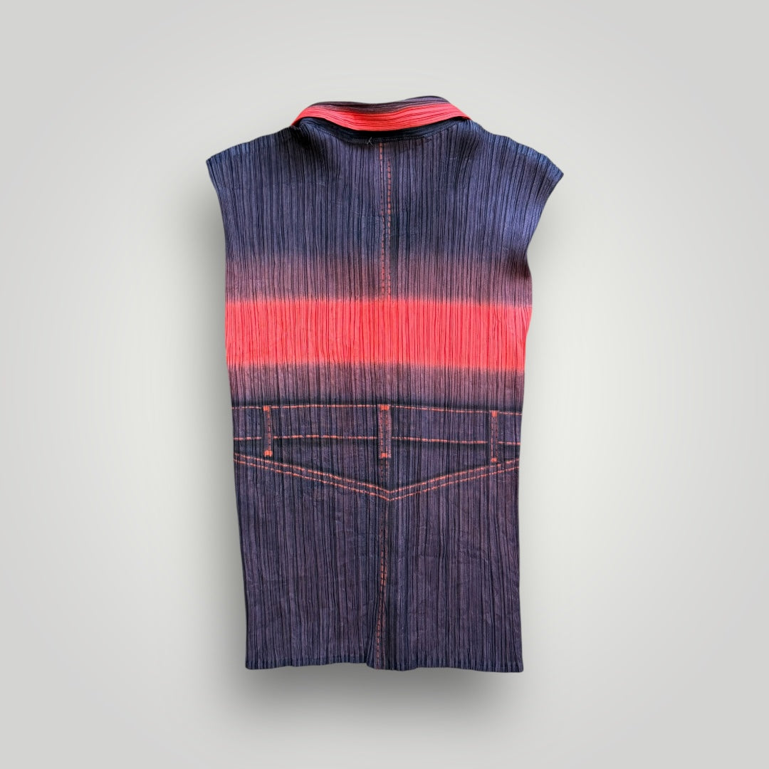 Issey Miyake Pleats Please Vest Top S | Default Title, Navy and Red
