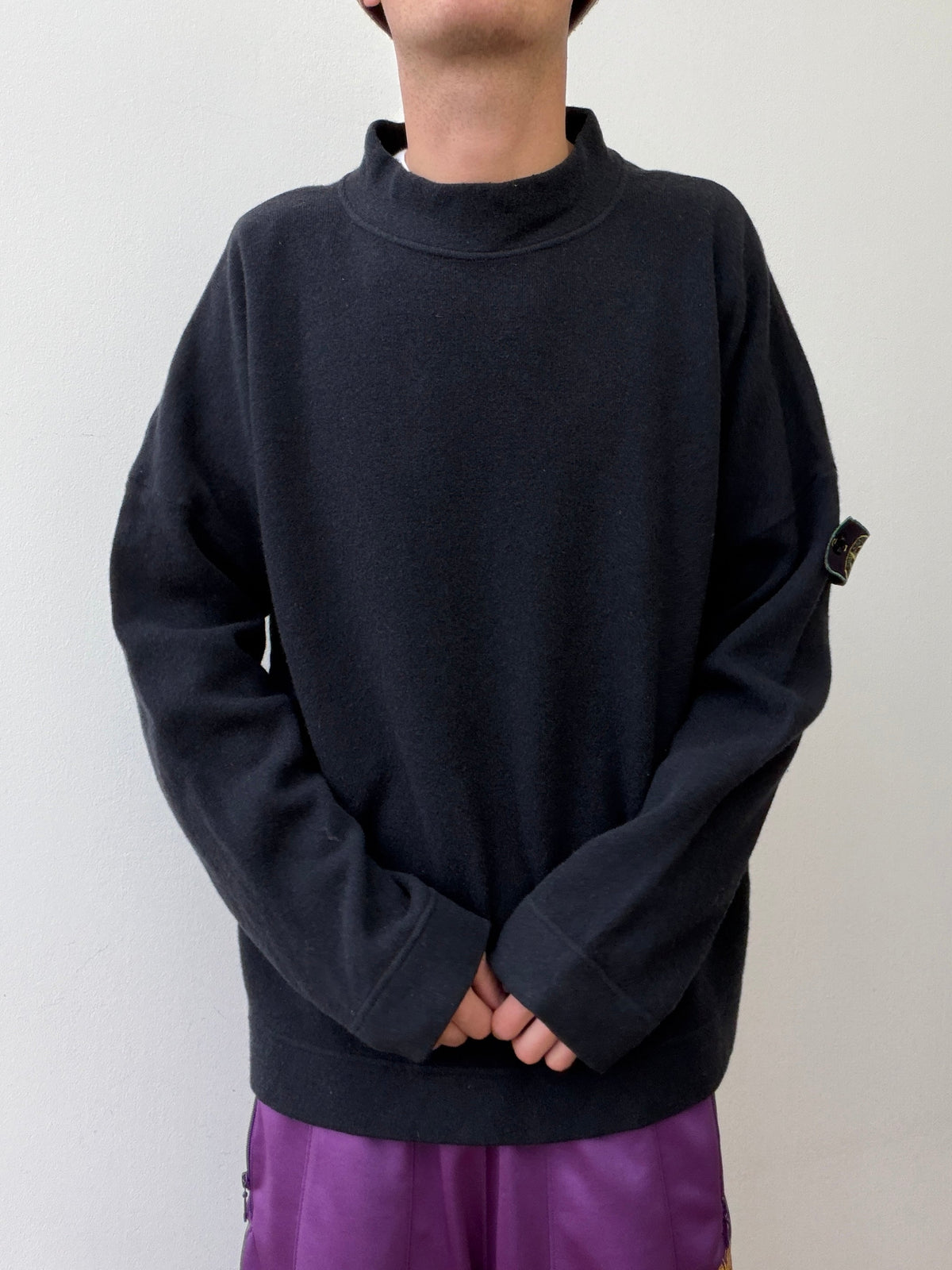Stone Island AW96 Mock Neck Knit Jumper | Large, Black