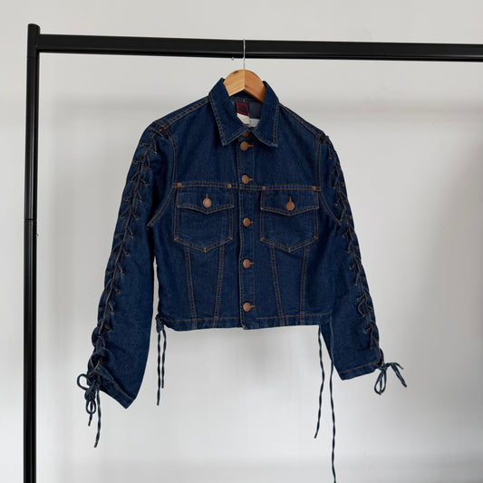 1990s jean paul gaultier corset denim jacket | O/S, Blue