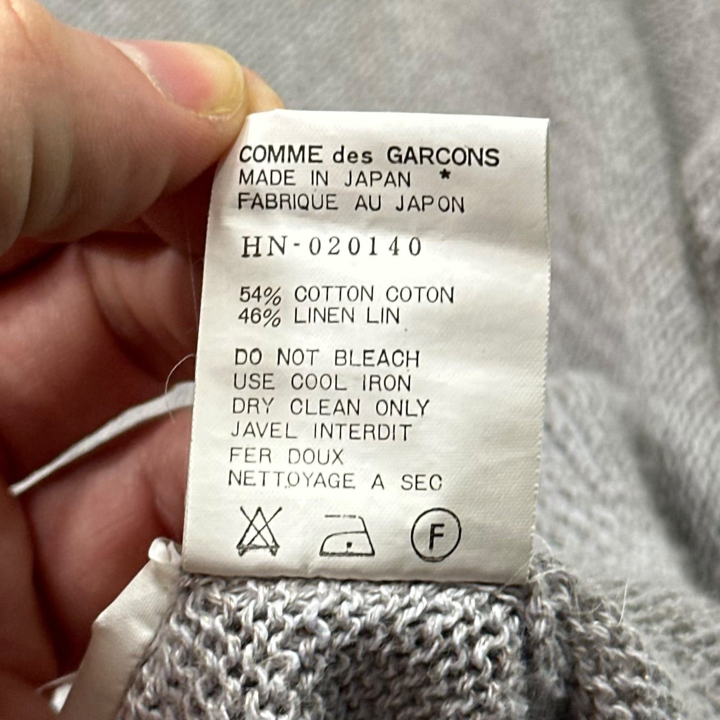 Comme Des Garçons Homme 1994 Cotton + Linen Knit Jumper - M | Default Title, Grey