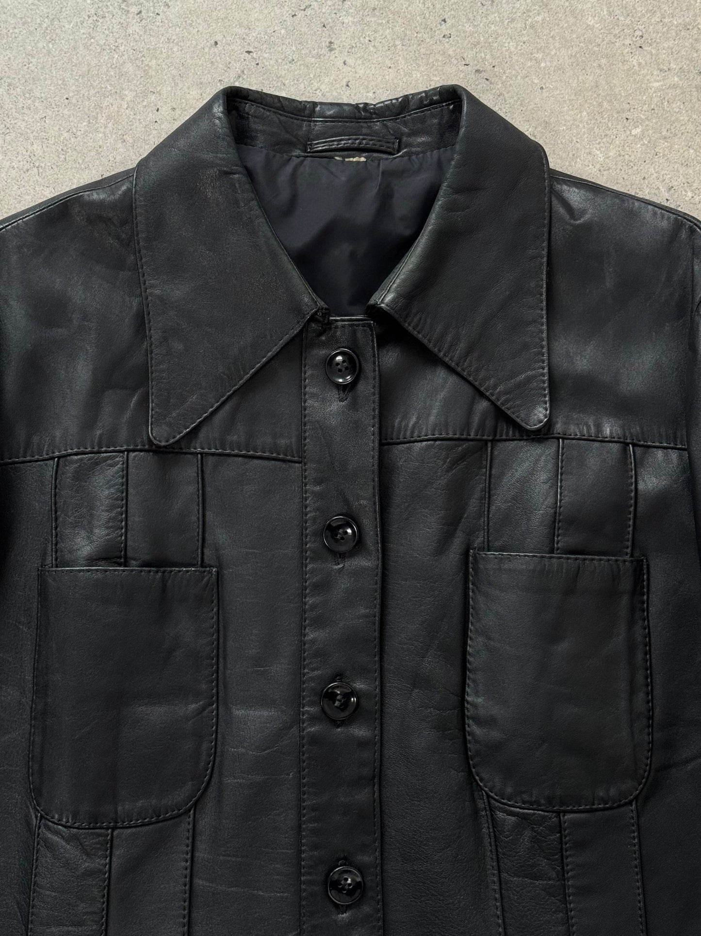 Vintage 1990s Dagger Collar Leather Jacket - M