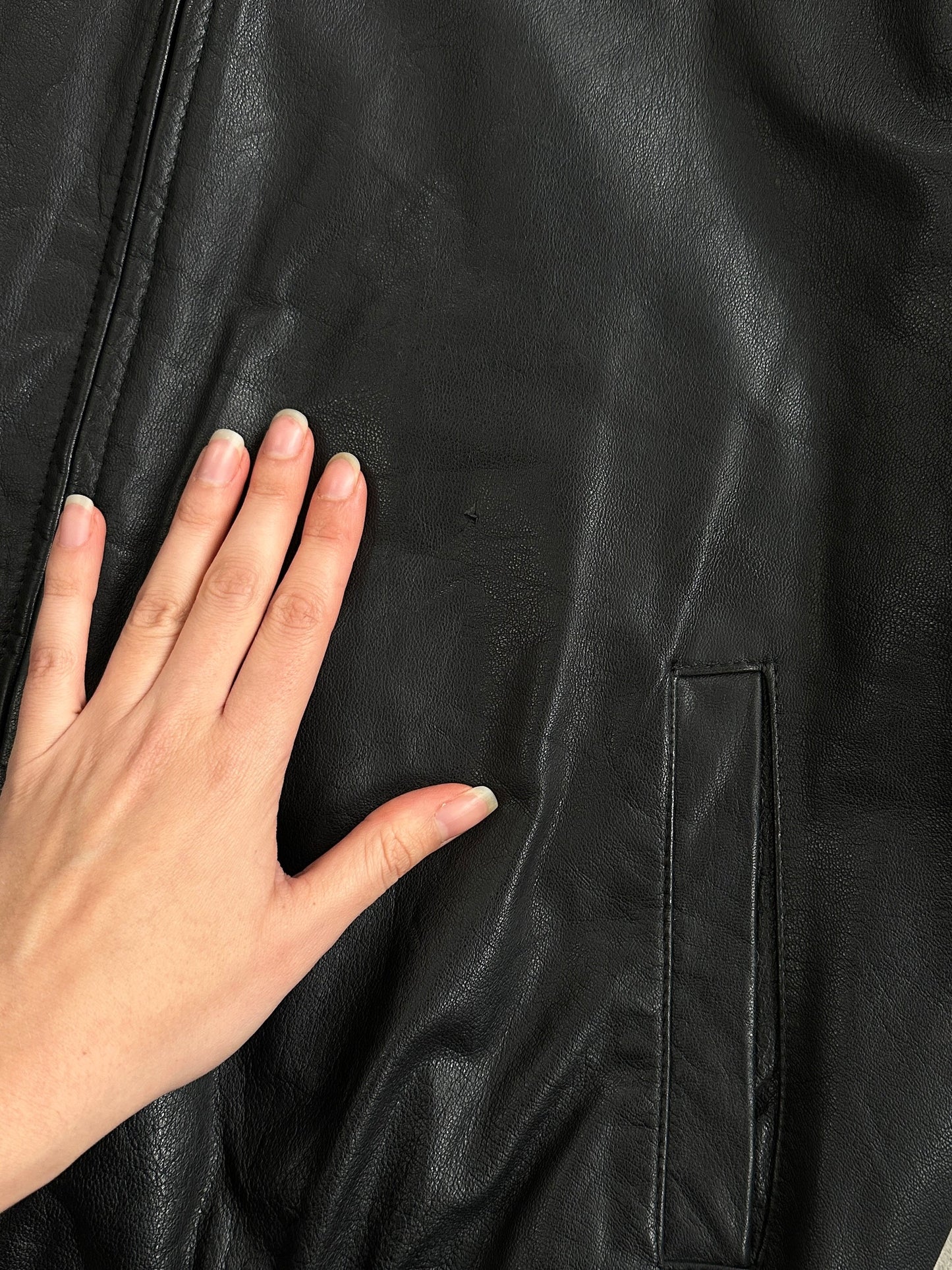 Vintage 1980s High Neck Leather Bomber Jacket - L