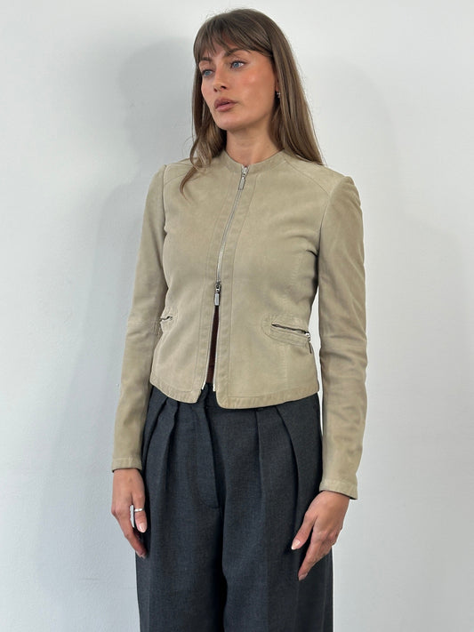 Armani Collezioni 2000s Double Zip Suede Jacket - XS/S