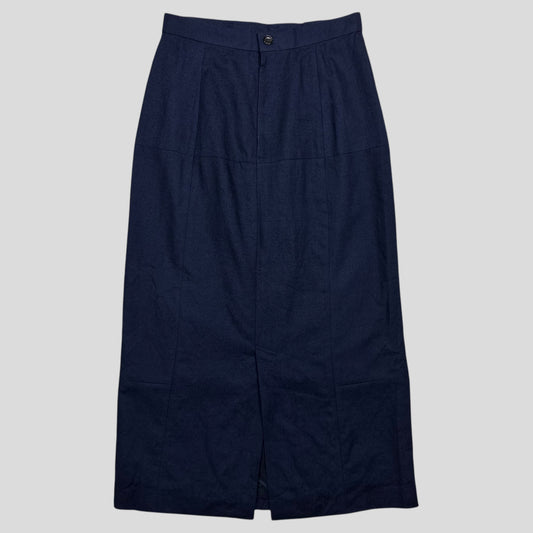 Comme Des Garçoms Tricot 2002 Wool Panelled Midi Skirt - XS/S | Small, Blue