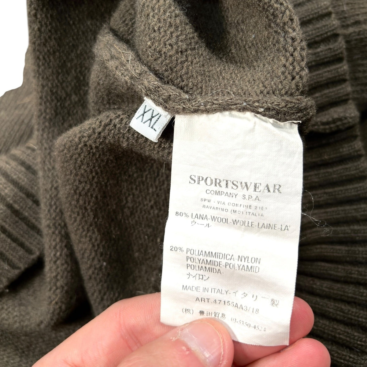 Stone Island 2007 Lana Wool Knit Jumper XL | XL, Olive