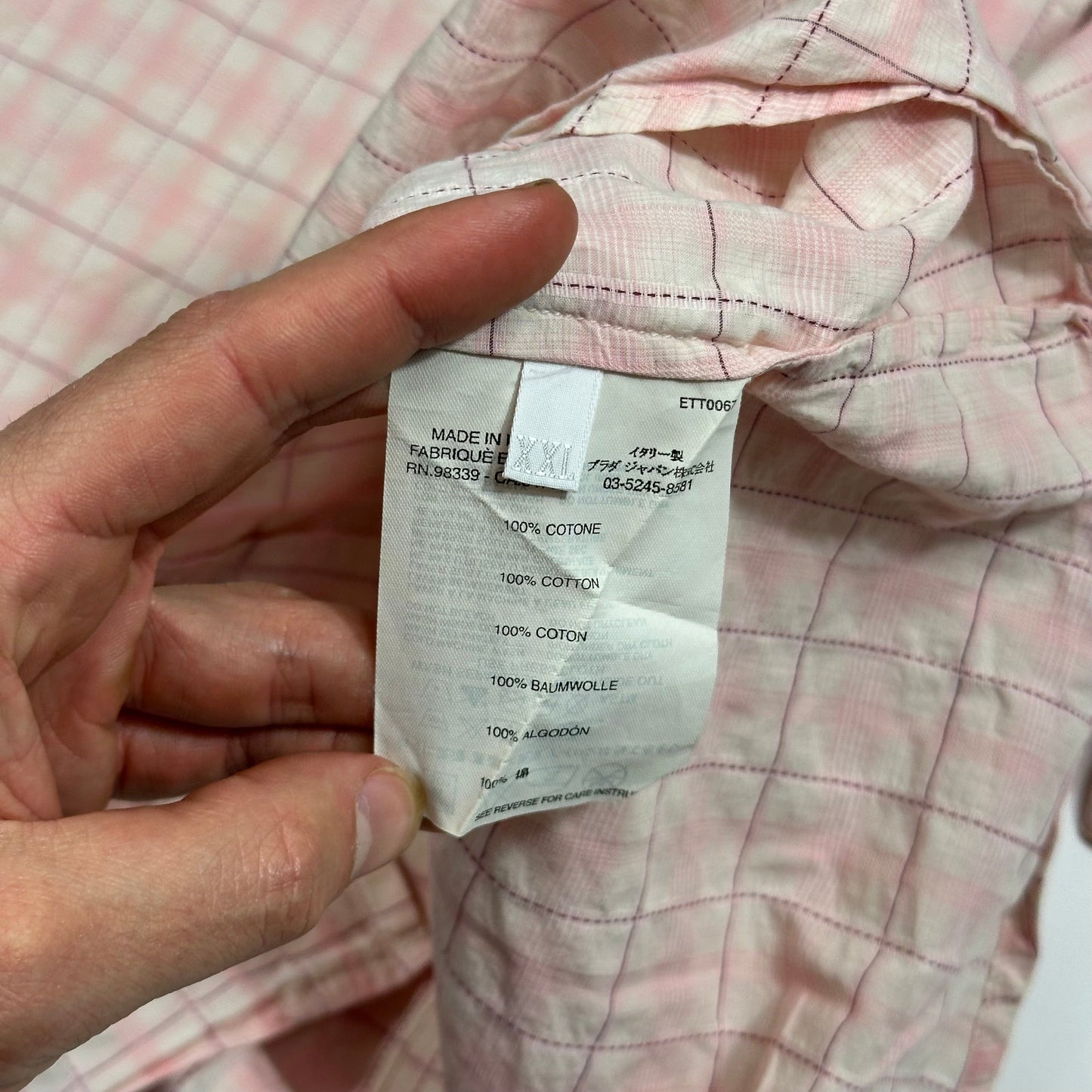 Prada Sport 00’s Pink Tartan Checker Ventilated Shirt - L/XL | Default Title, Multicoloured